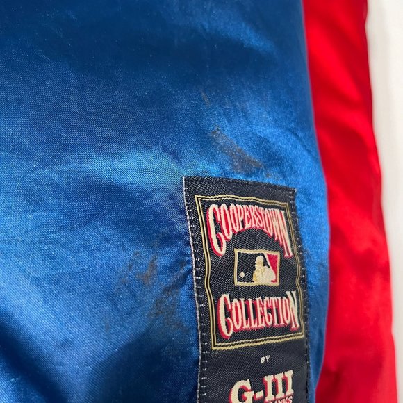 Atlanta Braves Jacket XL Satin Bomber Red Blue Cooperstown Collection G-III - Picture 9 of 16